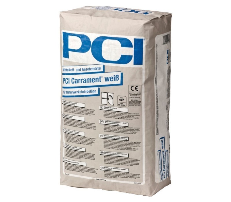 PCI Carrament - middellange bed- en fixeermortel, wit - 25kg