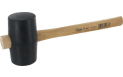 Rubberen hamer zwart, met houten handvat